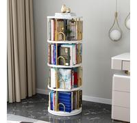 Bibliothèque rotative à 4 niveaux - Économie d'espace - Bibliothèque tournante sur pied pour petits espaces, idéale pour le rangement du bureau et du salon, design fin
