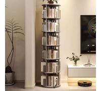 Bibliothèque rotative à 5/6 niveaux - Bibliothèque rotative pour économiser de l'espace - Étagère ronde en bois massif pour chambre à coucher et salon