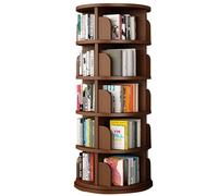 Bibliothèque rotative à 5 étagères en Bois Massif, Support de Rangement Multicouche Simple pour la Maison, espacement Plus Important pour Les Articles de Grande capacité, Convient au Salon, à la Cham