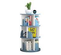 Bibliothèque rotative à 5 niveaux bleue sur pied pour salon, chambre à coucher, bibliothèque ronde rotative à 360°