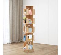 Bibliothèque rotative à 5 niveaux en bois multifonction empilable pour salle d'étude, salon, bureau et bibliothèque