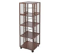 Bibliothèque rotative à 5 niveaux - Marron - Avec étagère design ouverte - Pour salon, bureau, chambre à coucher - 37 x 37 x 132 cm