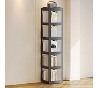Bibliothèque rotative à 5 niveaux, pliable et résistante à la poussière, grande capacité au sol pour salon et chambre à coucher, vitrine ABS, design moderne, solution peu encombrante