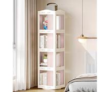 Bibliothèque rotative à 5 niveaux, pliable et résistante à la poussière, grande capacité au sol pour salon et chambre à coucher, vitrine ABS, design moderne, solution peu encombrante
