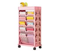Bibliothèque rotative à 5 niveaux sur roulettes, chariot de rangement mobile double face pour espaces étroits, présentoir d'angle