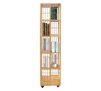 Bibliothèque rotative à 6 niveaux avec 4 roues universelles, 360 °C, capacité de charge maximale 100 kg, étagère de rangement pour enfants et adultes, multifonctionnelle, en bambou (couleurs