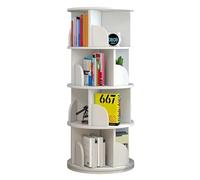 Bibliothèque rotative à 6 niveaux en bois blanc pour salon, chambre à coucher, bibliothèque ronde rotative à 360° (taille : 40 x 40 x 129 cm)
