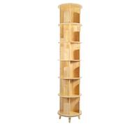 Bibliothèque rotative à 6 niveaux en bois cylindrique - Présentoir à livres debout - Étagère de rangement pour enfants et adultes - Organisateur multifonction - Plateau rotatif à 360°