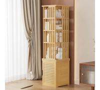 Bibliotheque Rotative à 6 Niveaux, Étagère à Livres avec Armoire de Rangement, Espace Ouvert et Anti-poussière, Organisateur pour Salon, Chambre à Coucher, Bureau, Meuble en Bois