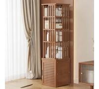 Bibliotheque Rotative à 6 Niveaux, Étagère à Livres avec Armoire de Rangement, Espace Ouvert et Anti-poussière, Organisateur pour Salon, Chambre à Coucher, Bureau, Meuble en Bois