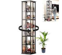 Bibliothèque rotative à 6 Niveaux, Petite bibliothèque à 360° for Petits espaces, étagère de Rangement sur Pied, étagère étroite en Bois for Chambre et Salon(Black,70 * 12.9 * 10.6in)