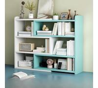 Bibliothèque rotative à plusieurs niveaux avec coin de rangement, design compact, bords arrondis, option de couleur bleue (L330)
