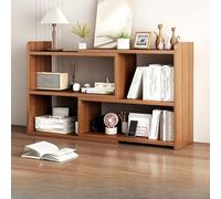 Bibliothèque rotative à plusieurs niveaux avec coin de rangement pour petite empreinte de pied, bords arrondis, style bibliothèque marron (L230)