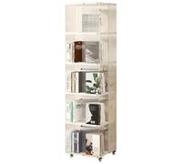 Bibliothèque rotative à plusieurs niveaux, design 3D, matériau épais robuste, grande capacité de charge, gain de place, pour petites pièces, 164 x 40 cm, blanc - Parfait pour la maison et le bureau