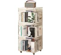Bibliothèque rotative à plusieurs niveaux pour économiser de l'espace - Design 3D mobile - Matériau épais - Capacité de charge stable pour les espaces restreints (transparent + blanc, 96 x 40 cm)