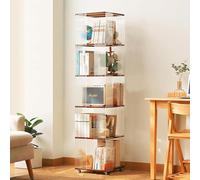 Bibliothèque rotative à roulettes en acrylique à 360° - Collection Curio - Rangement pour petits espaces - Vitrine avec mobilité