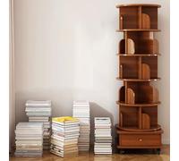 Bibliothèque rotative avec tiroir de rangement | Bibliothèque rotative à 360 degrés 5/6 niveaux pour chambre à coucher, salon, salle d'étude - Comprend des roues de frein