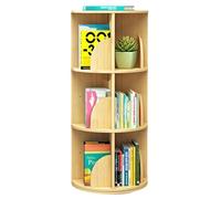 Bibliothèque rotative Bibliothèque ronde en bois à 2/3/4/5/6 niveaux Bibliothèque d'angle d'affichage à 360° Bibliothèque tournante pour chambre d'enfant, salle d'étude, chambre à coucher, s