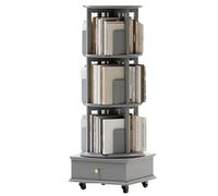 Bibliothèque rotative créative Bibliothèque Amovible multifonctionnelle Étagères du Sol au Plafond avec armoires de Rangement fermées(4 Layers)