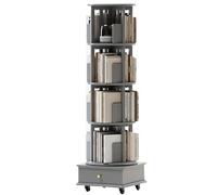 Bibliothèque rotative créative Bibliothèque Amovible multifonctionnelle Étagères du Sol au Plafond avec armoires de Rangement fermées(5 Layers)