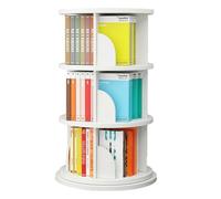 Bibliothèque rotative élégante à 3 niveaux - Moderne - Blanc - Pour le salon et le bureau - Solution de rangement pour économiser de l'espace - Décoration d'intérieur contemporaine