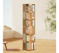 Bibliothèque Rotative en Bambou 5/6 Niveaux à Affichage 360° - Étagères Tournantes en Bois Massif - WoodColor-6Tier