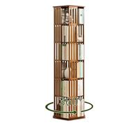 Bibliothèque rotative en bois, étagère de rangement multifonction à 6 niveaux pour enfants et adultes, design en bois massif, organiseur peu encombrant, finition élégante