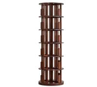Bibliothèque rotative en Bois Massif à 6 étagères Les arrêts de Chute des Bords empêchent Les Objets de Tomber Grand Espace de Rangement Sécurité et durabilité(Walnut Coloured)