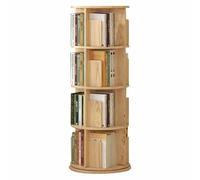 Bibliothèque rotative en Bois Massif Étagère créative sur Pied Beaucoup d'espace de Rangement Peut être utilisée dans des armoires à Chaussures Étagères(Wood Color-b,4-Storey)