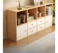 Bibliothèque rotative en bois naturel avec panneau arrière, base haute, étagère d'angle de rangement à grande profondeur, étagères de présentation élégantes pour la maison et le bureau (B14)