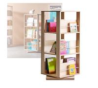 Bibliothèque Rotative, Étagère De Rangement Sur Pied En Bois Massif, Étagère De Rangement For CD À 3/4 Niveaux For Petite Chambre À Coucher, Salon, Bureau (comprend Uniquement La Bibliothèque)(3 Tier-