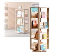 Bibliothèque Rotative, Étagère De Rangement Sur Pied En Bois Massif, Étagère De Rangement For CD À 3/4 Niveaux For Petite Chambre À Coucher, Salon, Bureau (comprend Uniquement La Bibliothèque)(4 Tier-