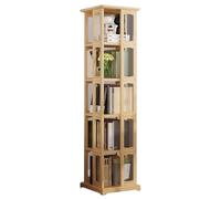 Bibliothèque rotative Étagère de Sol Bibliothèque en Bois Massif Étagère de Rangement Mobile for Salon Beaucoup d'espace de Rangement for Un Rangement Facile(Wood Color,160.6 * 36cm)