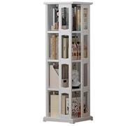 Bibliothèque rotative Étagère de Sol Bibliothèque en Bois Massif Étagère de Rangement Mobile for Salon Beaucoup d'espace de Rangement for Un Rangement Facile(White,130.6 * 36cm)