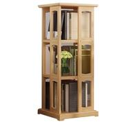 Bibliothèque rotative Étagère de Sol Bibliothèque en Bois Massif Étagère de Rangement Mobile for Salon Beaucoup d'espace de Rangement for Un Rangement Facile(Wood Color,100.6 * 36cm)