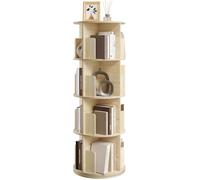 Bibliothèque Rotative - EUGAD Étagère Rangement pivotante - 4 Niveaux 16 Compartiments- Chêne Clair