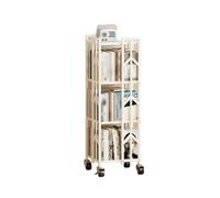 Bibliothèque Rotative Fabriqué en Acier au Carbone, avec Poulies, Grande Capacité de Stockage, Bibliothèques pour Salon pour La Maison, La Chambre, Le Salon(White,38 * 38 * 110cm)