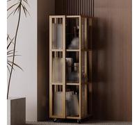 Bibliothèque Rotative Matériau en Bambou Épaissi, Forte Capacité Portante, Bibliothèques pour Salon Rack de Rangement Tournant Niveaux 360 pour Enfants et Adultes(Wood,37 * 37 * 100CM)