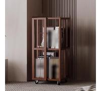 Bibliothèque Rotative Matériau en Bambou Épaissi, Forte Capacité Portante, Bibliothèques pour Salon Rack de Rangement Tournant Niveaux 360 pour Enfants et Adultes(Dark,37 * 37 * 70CM)
