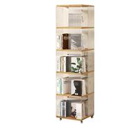 Bibliothèque rotative mobile à plusieurs niveaux, design tridimensionnel, peu encombrant, matériau épais, capacité de charge stable, fonctionne dans les espaces restreints (rayures + couleur bois, 164