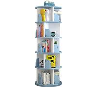 Bibliothèque rotative moderne bleue et blanche pour enfants et étudiants - Design démontable - Support de charge stable - Matériau épais - Idéal pour le salon ou la salle d'étude