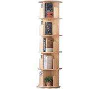 Bibliothèque rotative moderne - Élégante étagère de rangement ronde en bois massif, étagères d'exposition marron élégantes, organisateur peu encombrant pour la maison, le bureau, le salon, l