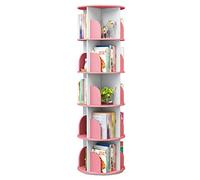 Bibliothèque rotative multifonction pour enfants avec rangement du sol au plafond, plusieurs couches de rangement pour livres, jouets et mini plantes en pot, rose, 40 x 159 cm