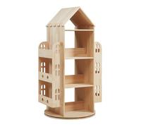 [en.casa] Étagère à Livres Pivotante Bibliothèque Rotative à 4 Niveaux avec Compartiments Ouverts pour Enfants en Forme de Maison Chambre Salon Bois de Pin 122 x 64 x 43 cm Naturel