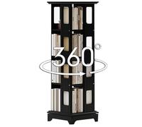 Bibliothèque rotative sur pied en bois massif à plusieurs niveaux Base large robuste et stable Convient pour salon, chambre à coucher, bureau (noir, 140 x 44 cm)
