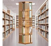 Bibliothèque Rotative, Tour De Bibliothèques Rotatives À Affichage À 360°, Étagère De Rangement Sur Pied, Bibliothèque D'angle Pivotante Pour Bureau, Chambre À Coucher, Bibliothèque(Woodcolor,5 Tier)