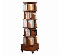 Bibliothèque rotative tournante, bibliothèque rotative multifonctionnelle à 360 degrés, étagère d'angle au Sol, Support de Rangement pour la Maison, Le Salon, Le Bureau, Marron, 5 étages (4
