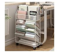 Bibliothèque roulante sur roulettes - Bibliothèque en métal à 5 niveaux pour chambre à coucher, salle de classe, salon, maison et école - Chariot à livres amovible et mobile