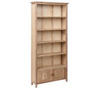 Bibliothèque Rustique Étagère Meuble de Rangement 2 Portes Bois Clair Salton