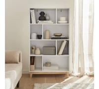Bibliothèque scandinave blanche - floki - pieds en bois de sapin, 4 étagères, 8 compartiments, 80x30x138cm blanc TU
